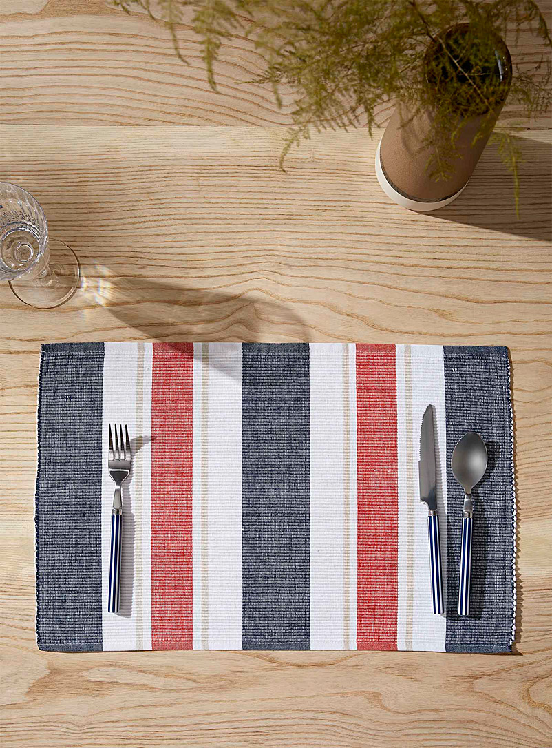 Simons Maison Assorted Nautical stripes recycled cotton placemat