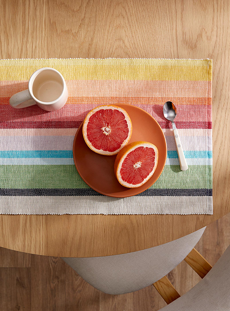 Simons Maison Assorted Rainbow stripes recycled cotton placemat