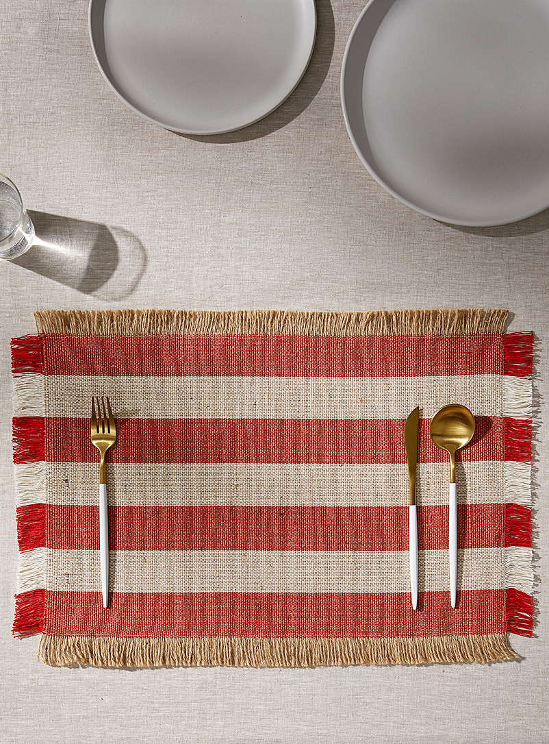 Simons Maison Red Maritime stripes jute and cotton placemat