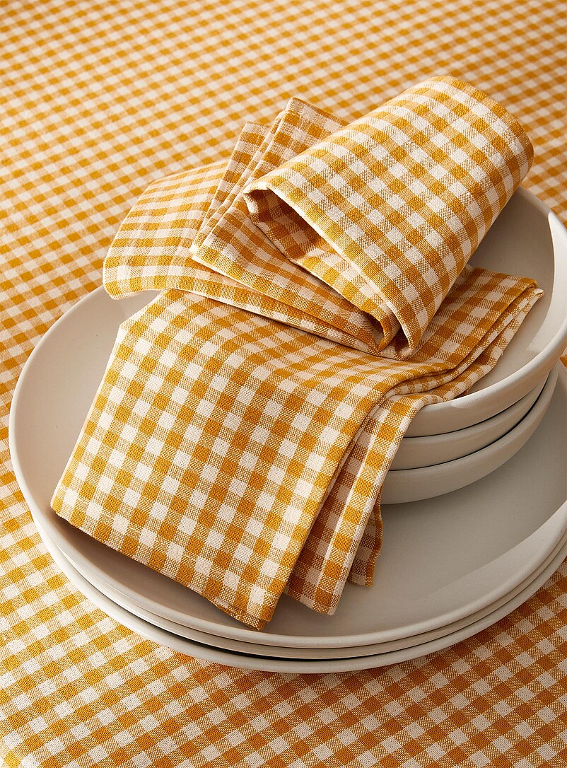 Simons Maison: Les serviettes de table vichy ocre Ensemble de 2 Jaune dor&eacute;