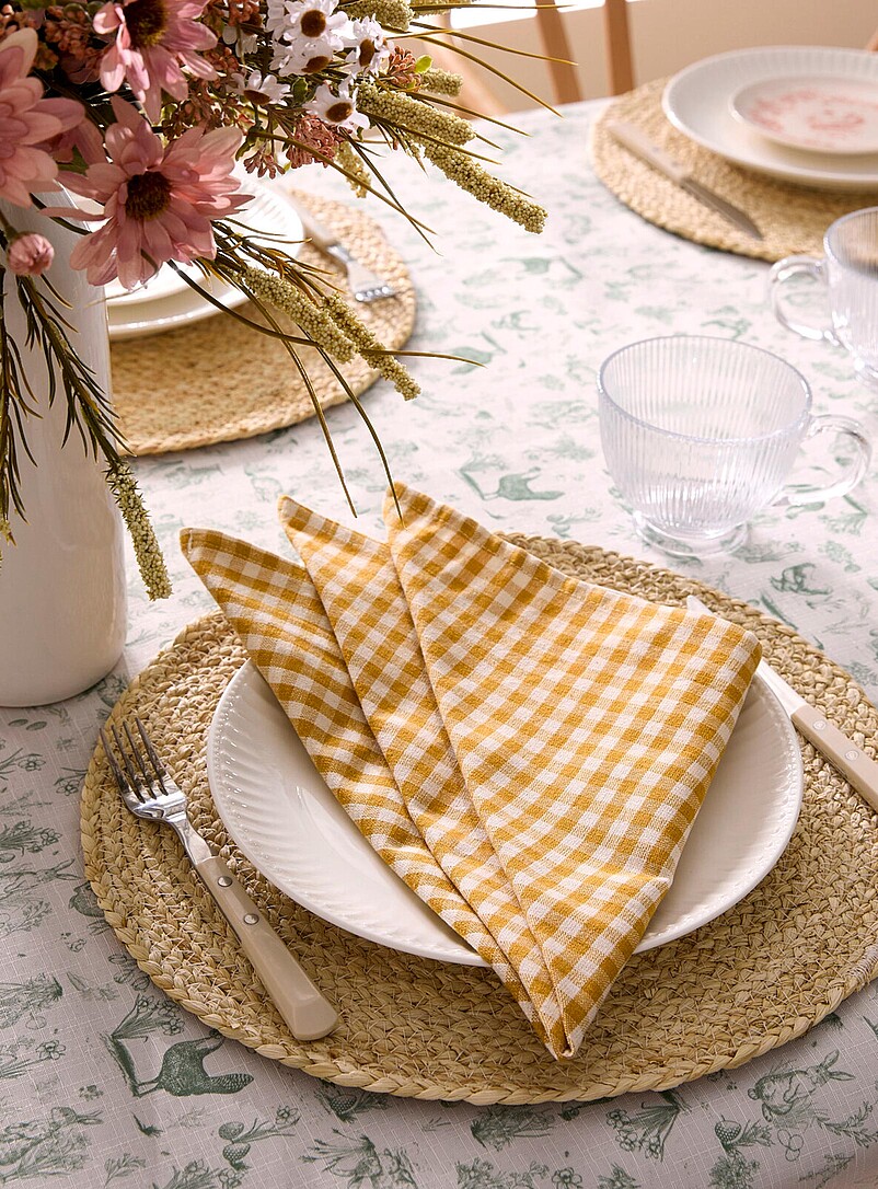 Simons Maison Golden Yellow Ochre gingham napkins Set of 2