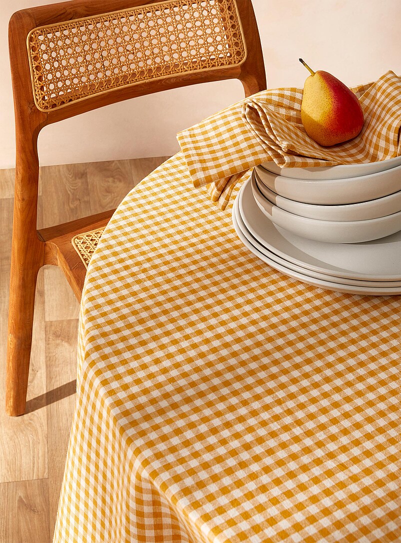 Simons Maison Ochre gingham Ochre gingham tablecloth