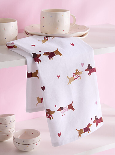 Stylized dachshunds tea towel 