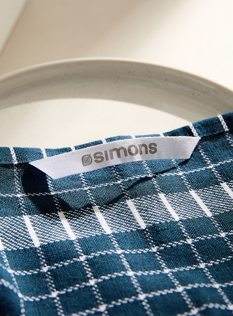 Simons Maison: Le linge &agrave; vaisselle carreaux minimalistes Bleu fonc&eacute; - Indigo