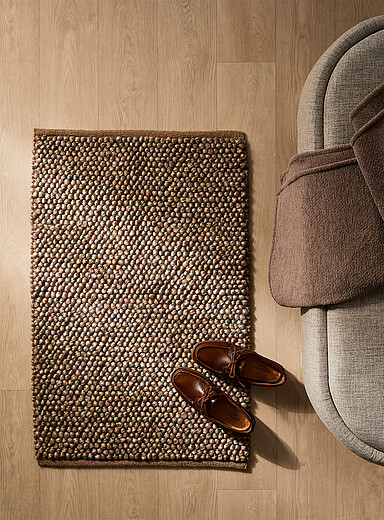 Heathered pom-pom wool blend rug See available sizes | Simons Maison ...