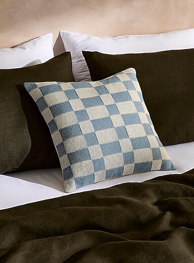 Simons Maison Patterned Ecru Hatched checks cushion cover 45 x 45 cm