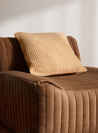 Le coussin d&eacute;houssable tricot panier pure laine 50 x 50 cm