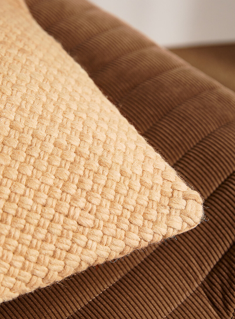 Simons Maison: Le coussin d&eacute;houssable tricot panier pure laine 50 x 50 cm Sable