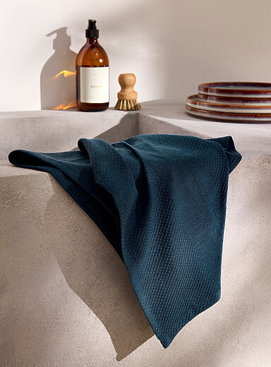 Simons Maison Indigo/Dark Blue Monochromatic jacquard tea towel