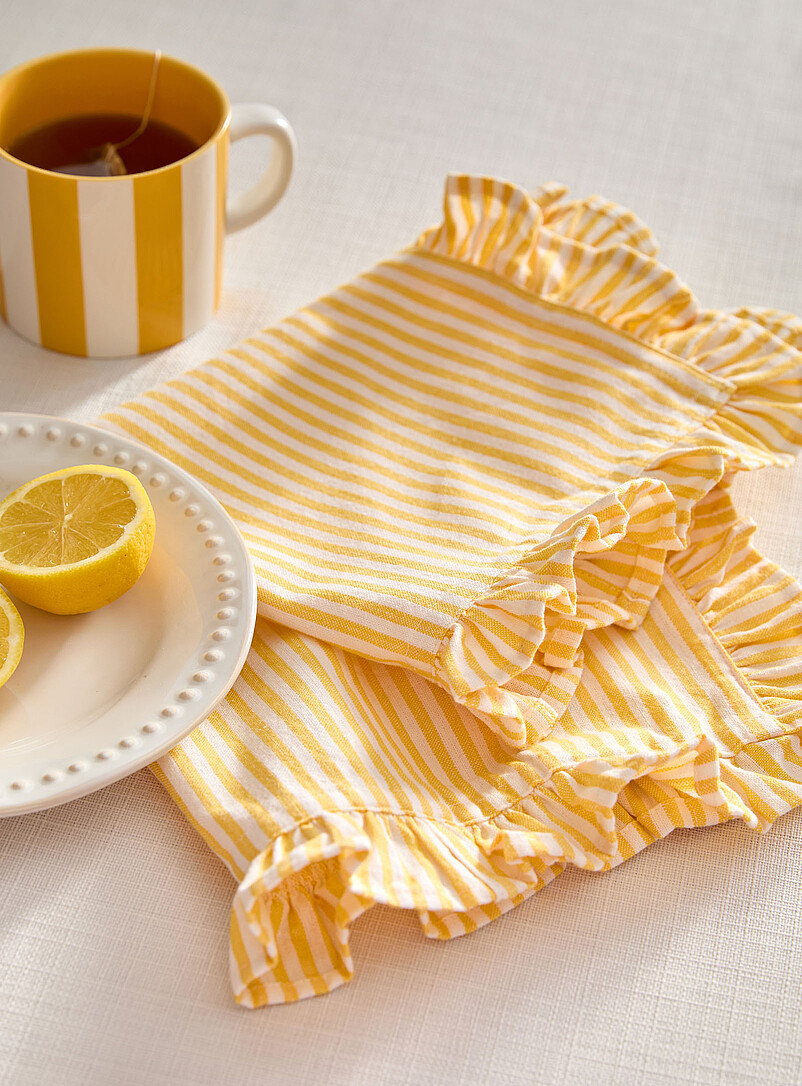 Simons Maison: La serviette de table rayures ensoleill&eacute;es Jaune tournesol