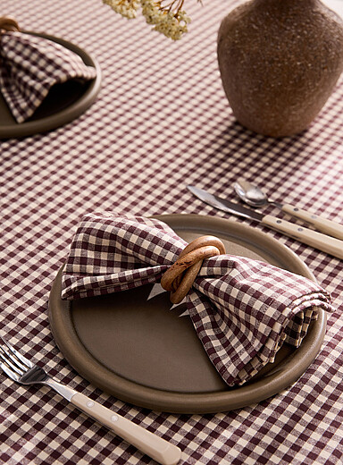 Ochre gingham napkins Set of 2