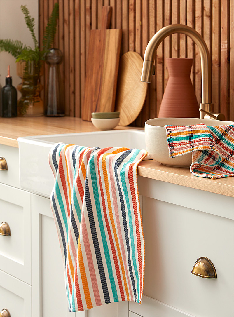 Simons Maison Assorted Vibrant striped organic cotton tea towels