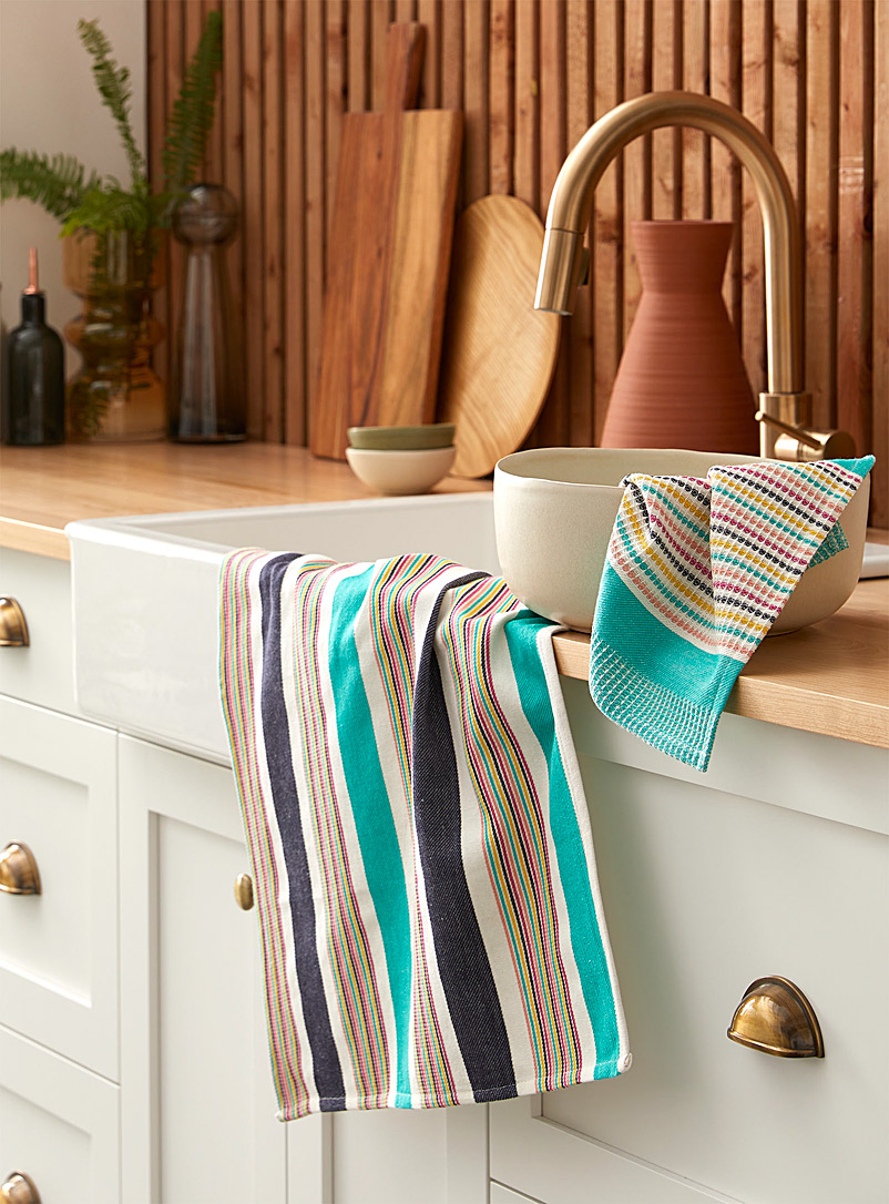 Simons Maison Assorted Tropical stripe organic cotton towels
