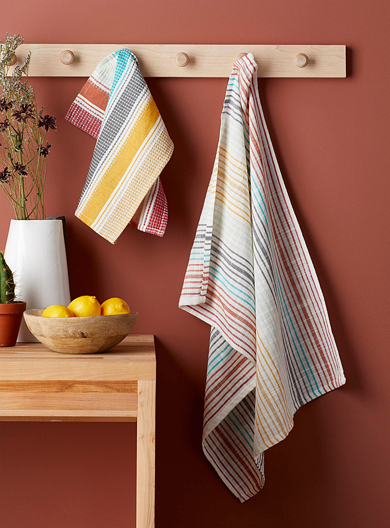 Simons Maison Assorted Mixed stripe organic cotton tea towels