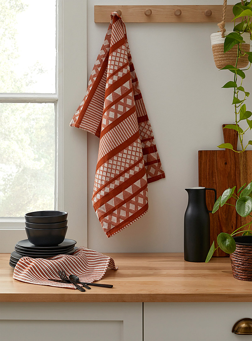 Simons Maison Copper Boho jacquard organic cotton tea towels