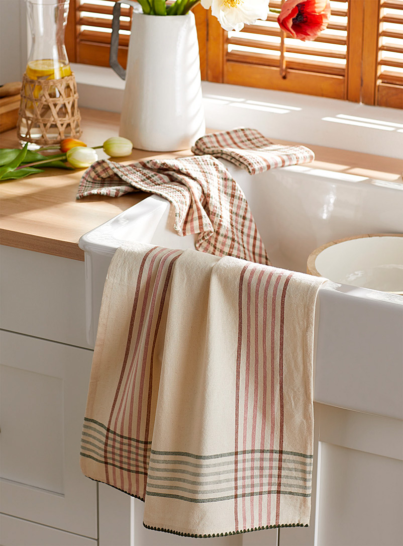 Simons Maison Assorted Country checkered organic cotton tea towels
