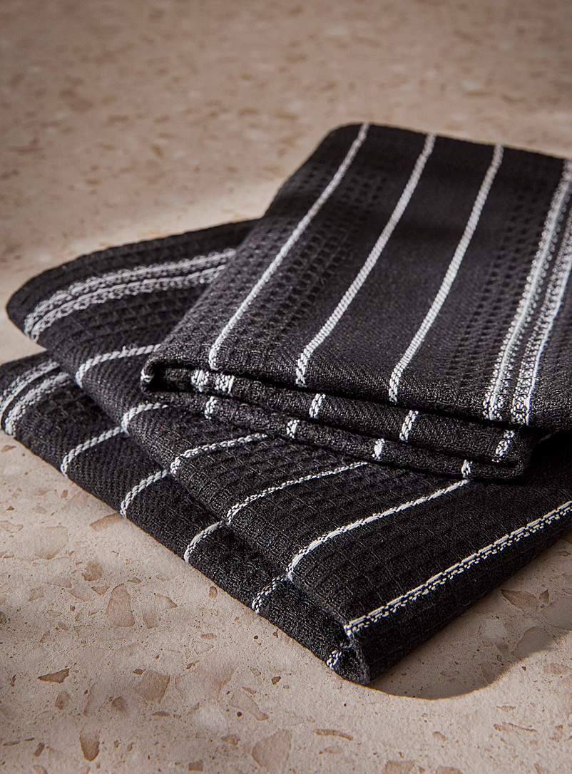 Simons Maison: Les linges fines rayures Blanc et noir
