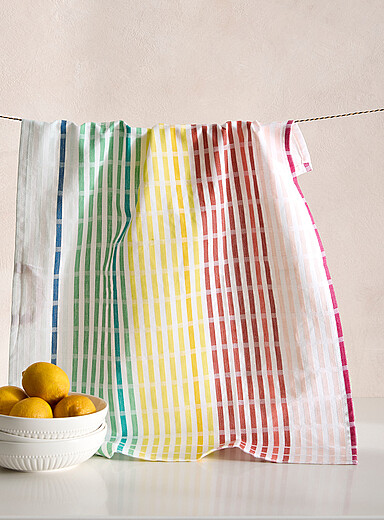 Simons Maison: Le linge &agrave; vaisselle rayures color&eacute;es Bleu assorti