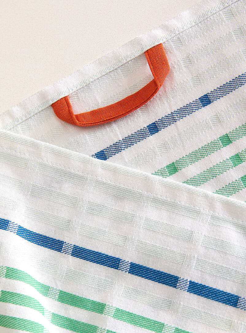 Simons Maison: Le linge &agrave; vaisselle rayures color&eacute;es Bleu assorti