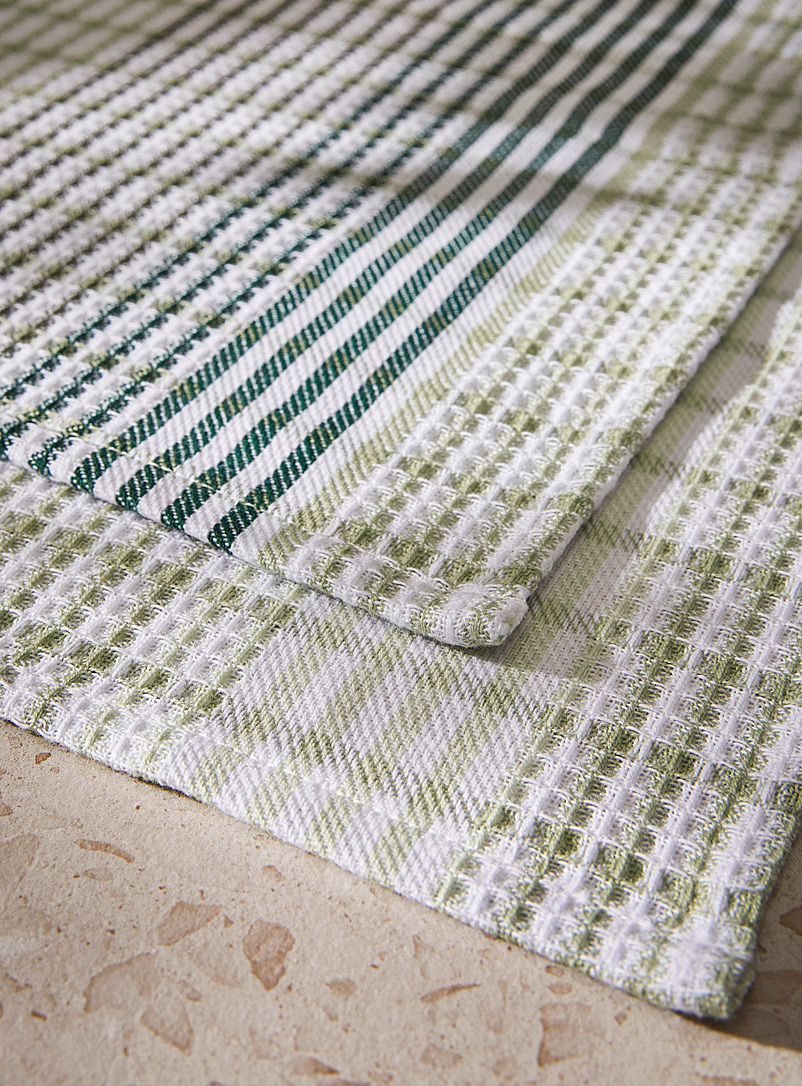 Simons Maison: Les chiffons rayures color&eacute;es Ensemble de 2 Vert