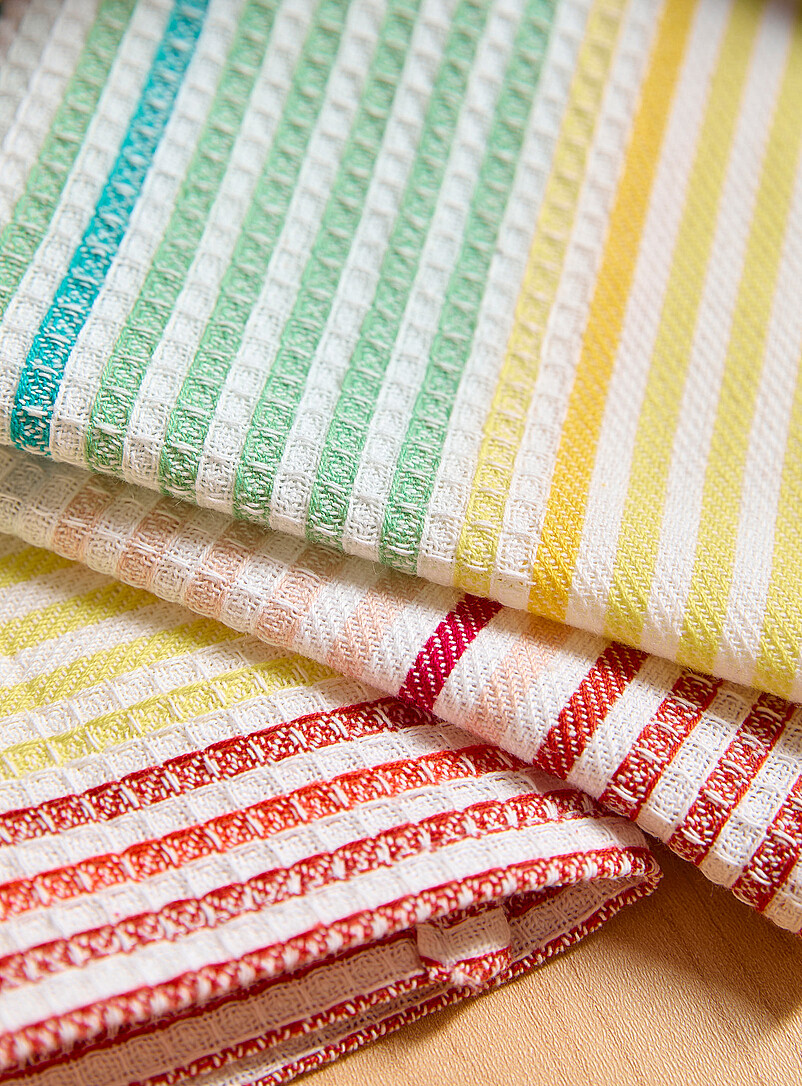 Simons Maison: Les chiffons rayures color&eacute;es Ensemble de 2 Vert