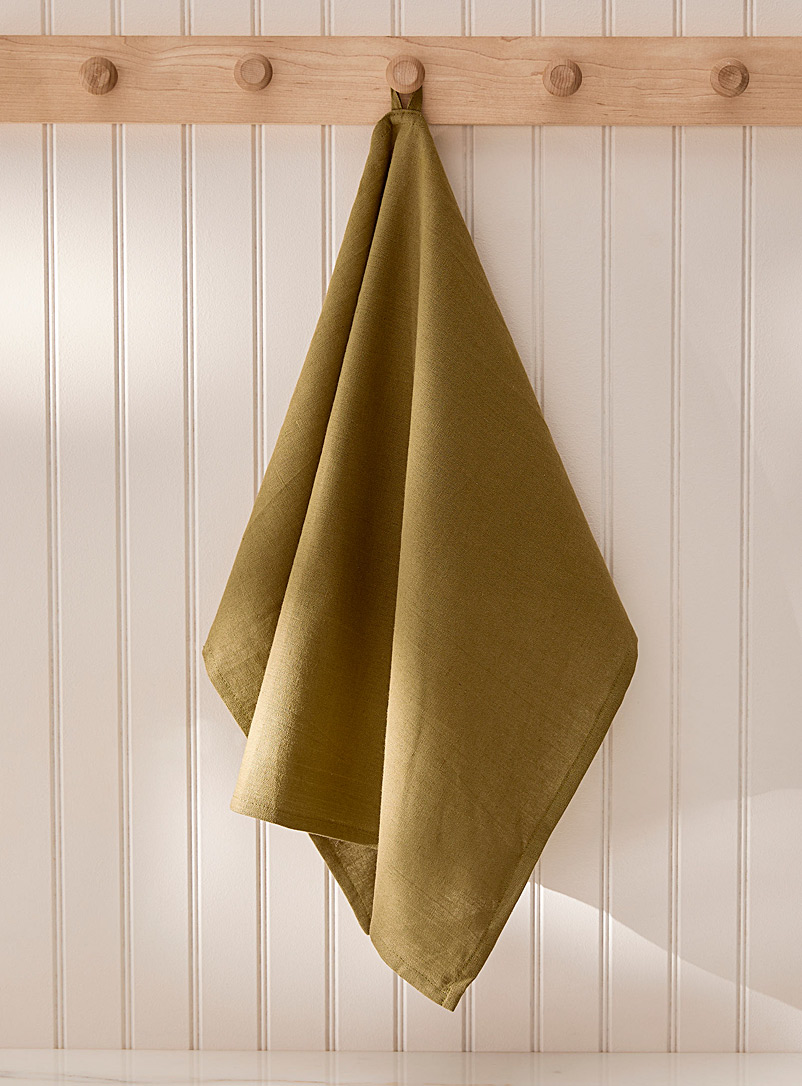 Simons Maison Khaki Colourful organic cotton and linen tea towel