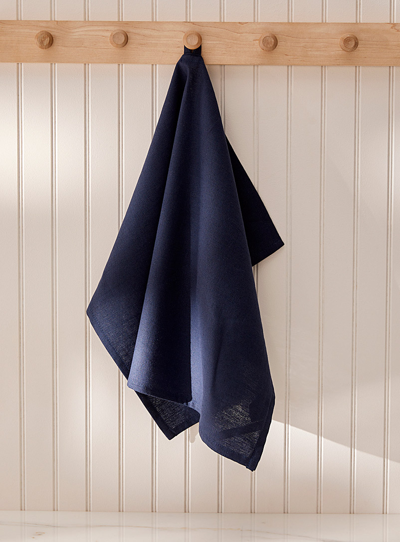 Simons Maison Dark Blue Colourful organic cotton and linen tea towel