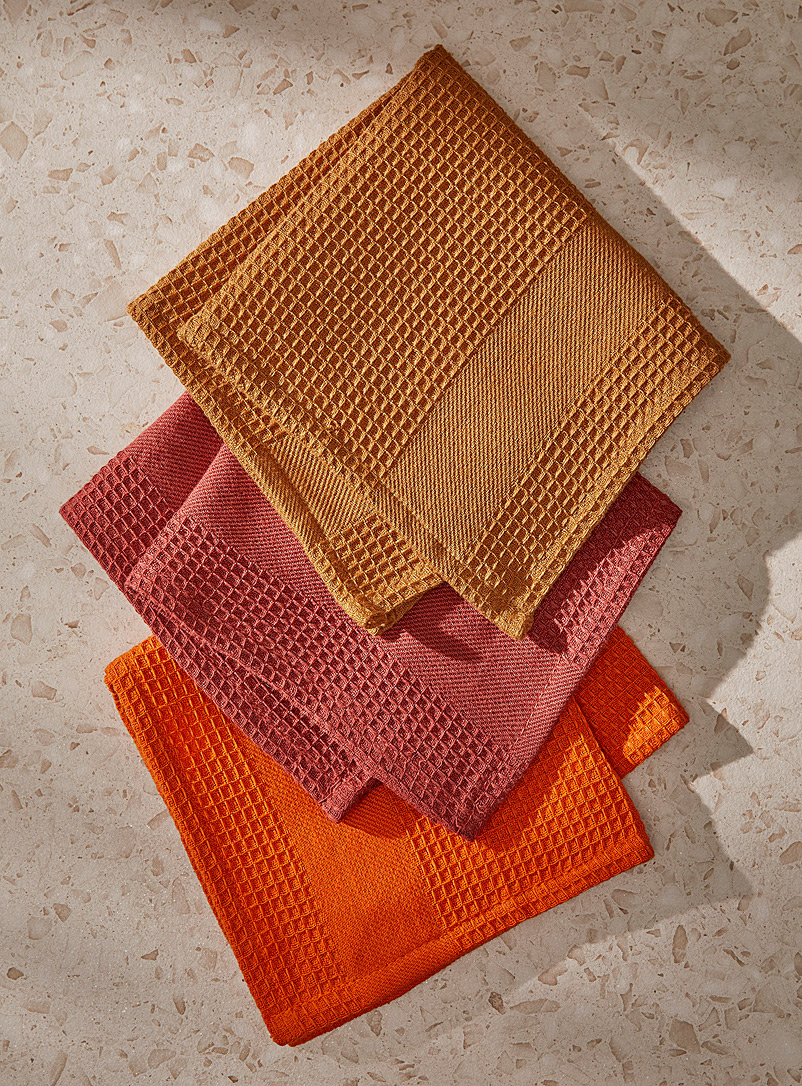 Simons Maison Copper/Rust Waffled recycled cotton dishcloths Set of 3
