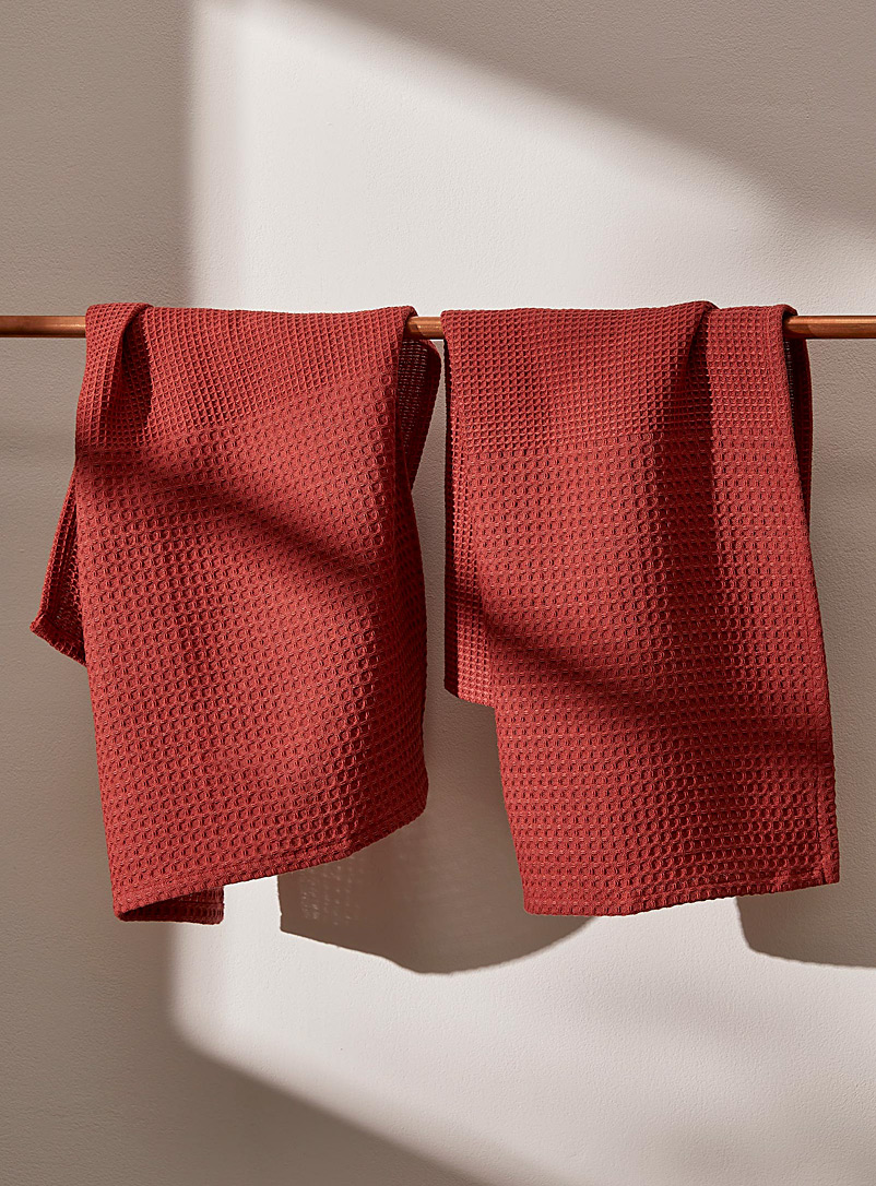 Simons Maison: Les linges à vaisselle coton recyclé gaufrés Ensemble de 2 Rouge