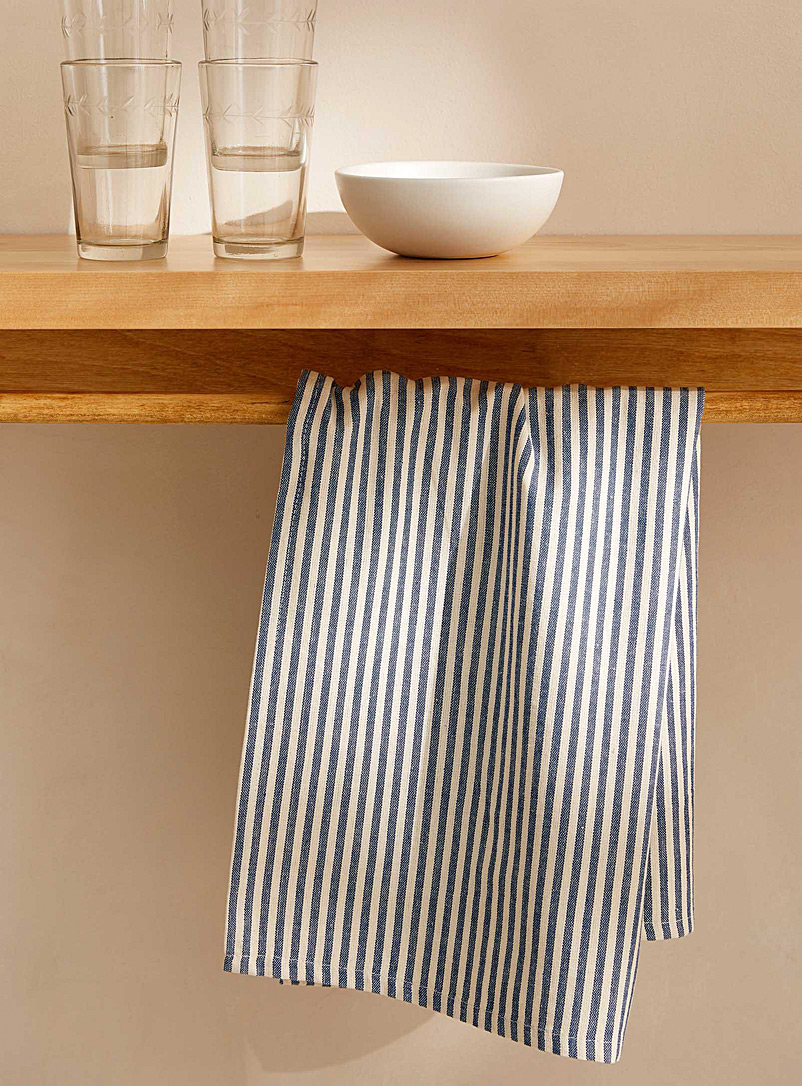 Simons Maison Patterned Blue Nautical stripes organic cotton tea towel