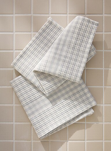 Simons Maison: Les chiffons vichy pastel Ensemble de 2 Vieux rose
