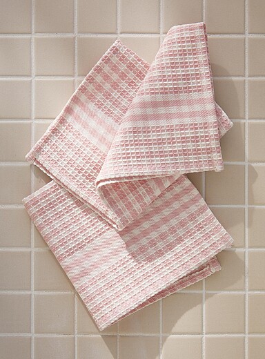 Simons Maison: Les chiffons vichy pastel Ensemble de 2 Vieux rose