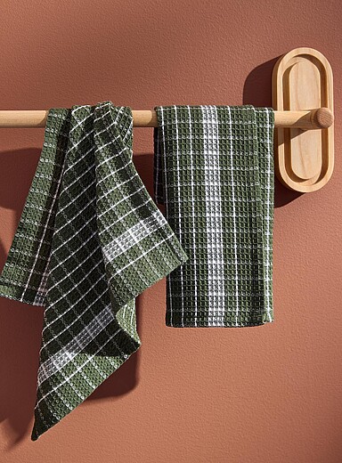 Simons Maison: Les chiffons carreaux minimalistes Ensemble de 2 Bleu fonc&eacute; - Indigo