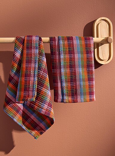 Simons Maison: Les chiffons carreaux Ensemble de 2 Assorti