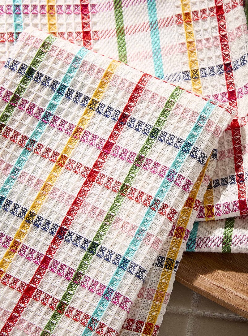 Simons Maison Patterned Ecru Checkered dishcloths Set of 2