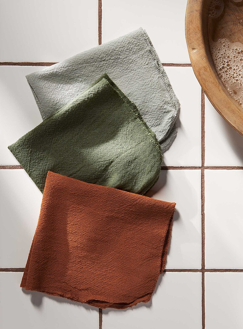 Simons Maison: Les chiffons color&eacute;s Ensemble de 3 Jaune &agrave; motifs