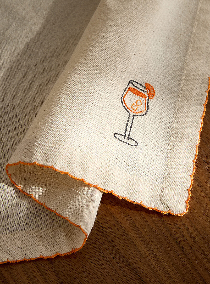 Simons Maison Assorted Cocktails embroidered napkin