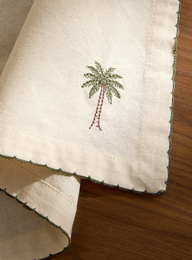 Simons Maison: La serviette de table brod&eacute;e palmiers Assorti