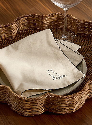 Cats embroidered napkin