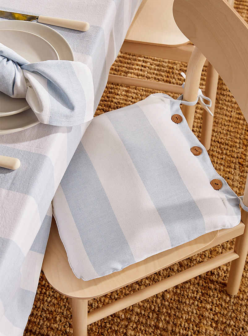 Simons Maison Baby Blue Nautical stripes organic cotton chair cushion