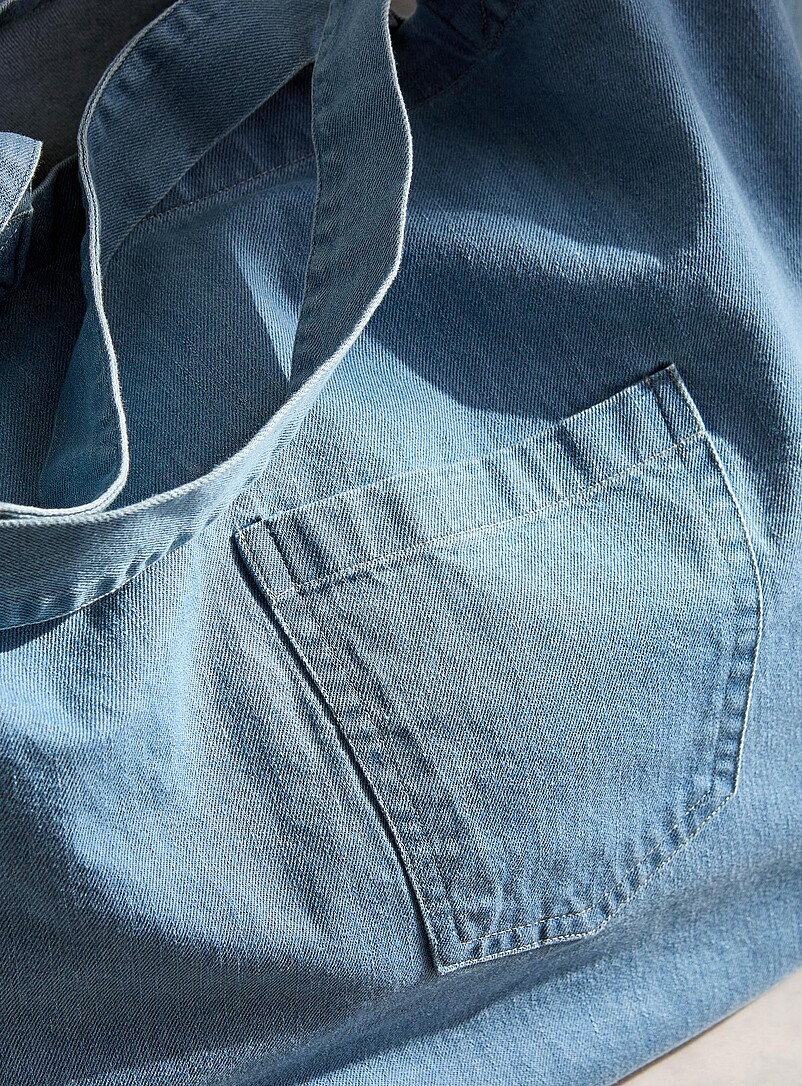 Simons Maison Indigo/Dark Blue Denim shopping bag