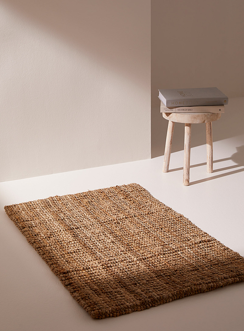 Simons Maison: Le petit tapis jute rayures texturées Voir nos formats offerts Tan beige fauve