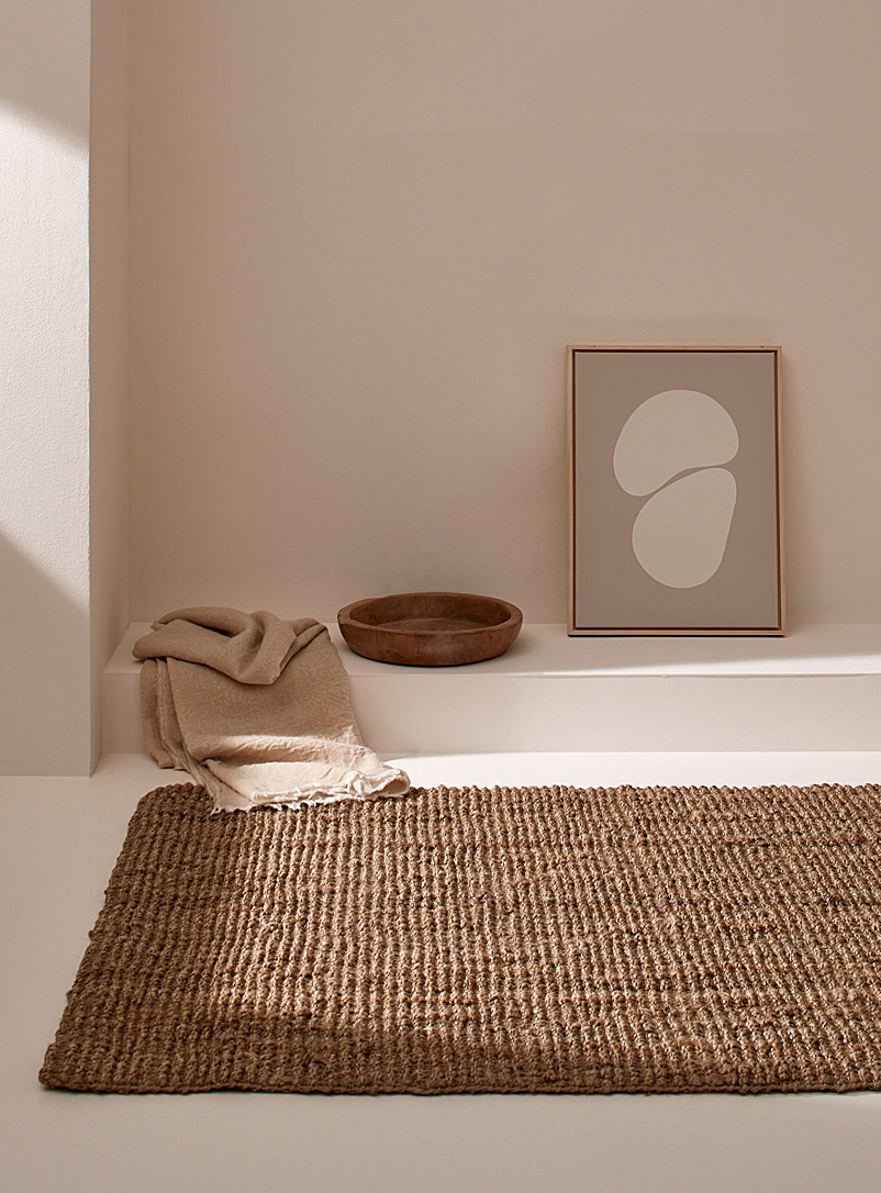 Simons Maison: Le tapis jute rayures texturées 120 x 180 cm Tan beige fauve