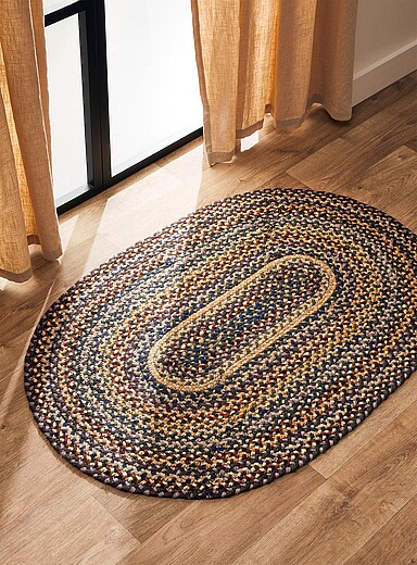 Le tapis ovale jute color&eacute; 60 x 90 cm