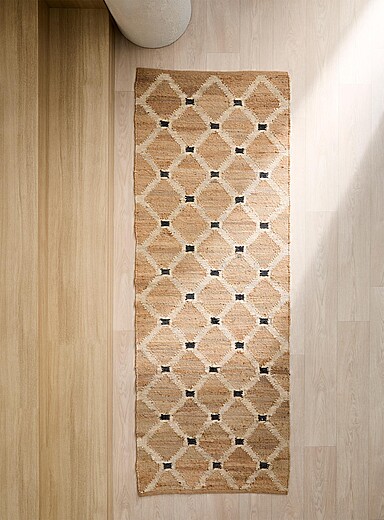 Diamond pattern natural jute hallway rug 75 x 215 cm | Simons Maison ...