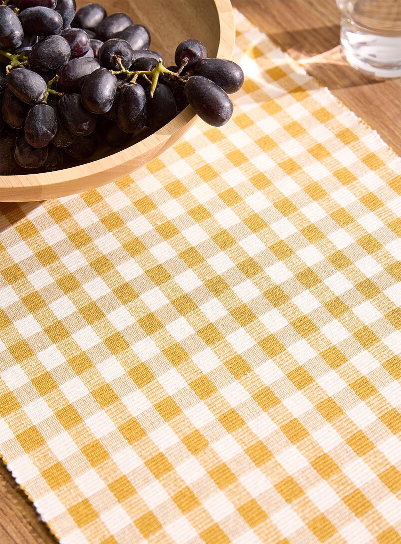 Simons Maison: Le chemin de table vichy de saison 33 x 230 cm Jaune dor&eacute;