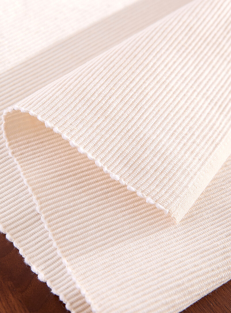 Simons Maison Ivory/Cream Beige Plain ribbed table runner 33 x 230 cm