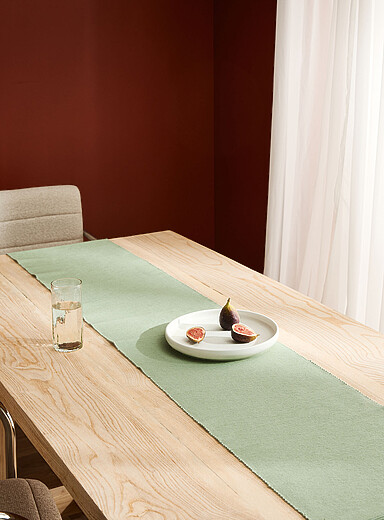 Simons Maison Ivory/Cream Beige Plain ribbed table runner 33 x 230 cm