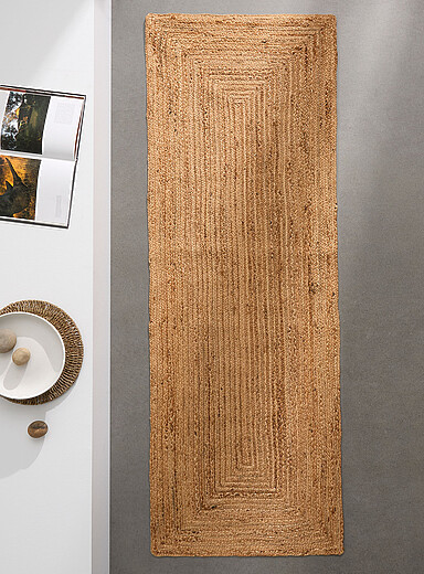 Braided jute hallway rug 75 x 215 cm