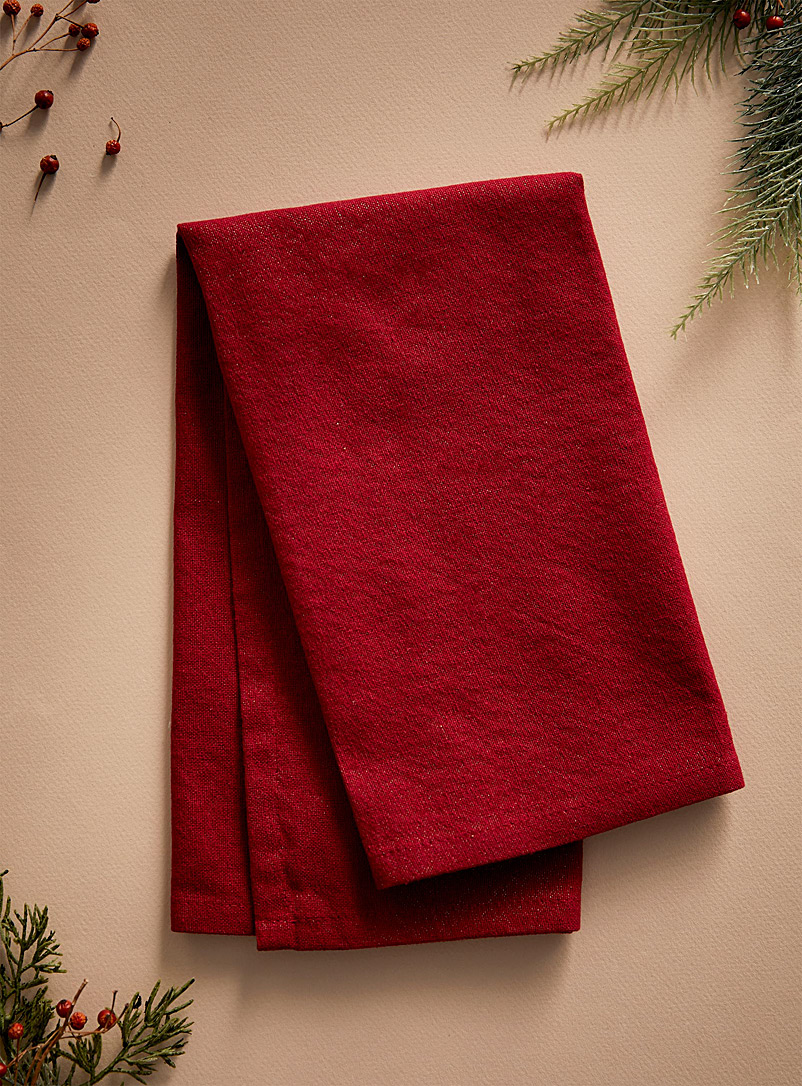 Simons Maison: La serviette de table coton recyclé scintillante rouge Rouge